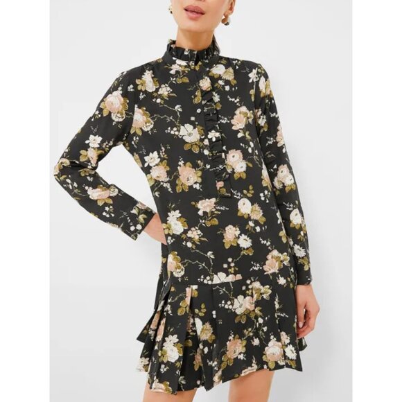 New Tuckernuck Tate Linen Blend Floral Mini Shirtdress Midnight Garden XS $228 - Picture 1 of 11